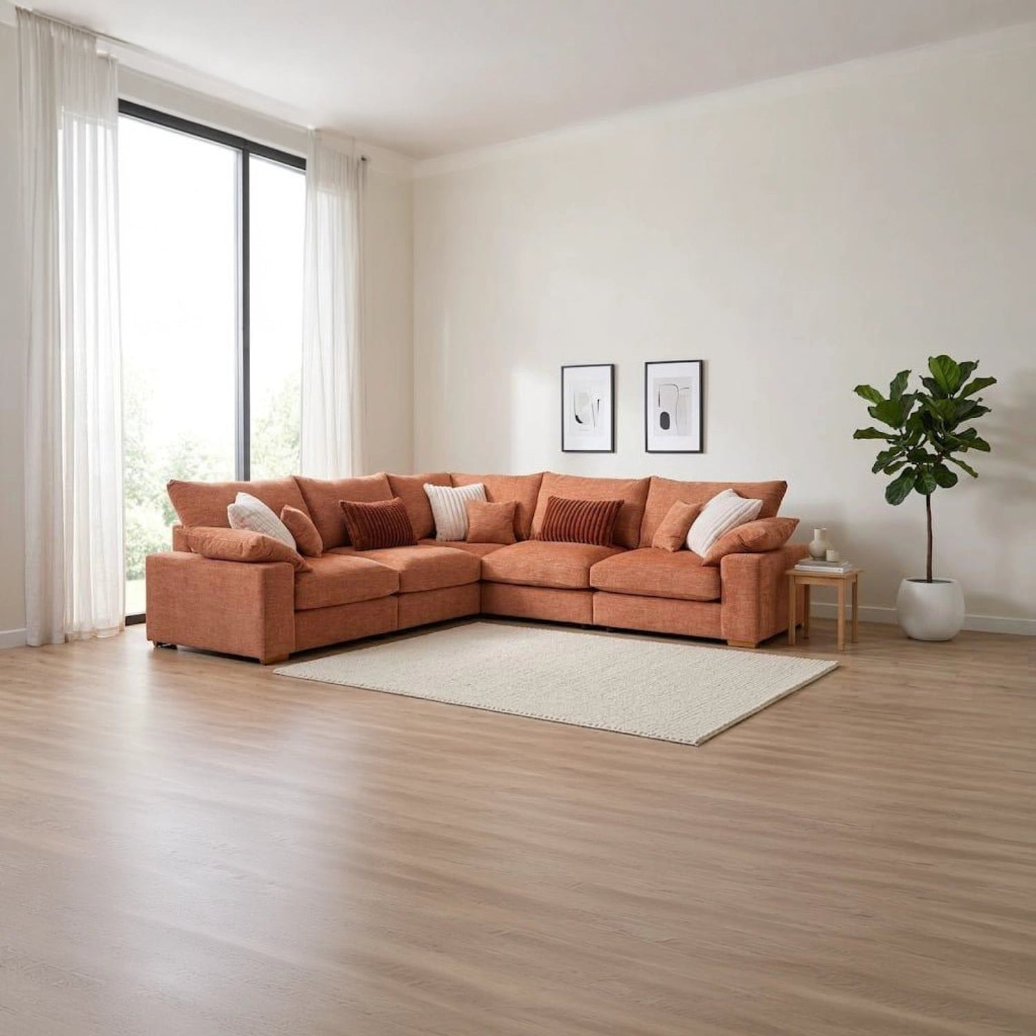 Lennox Steppe modular fabric sofa with deep seating, chenille upholstery, and a modern flexible design.