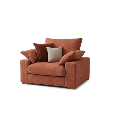 Lennox Steppe fabric chair with deep cushioned seating, feather-filled comfort, and soft chenille upholstery.