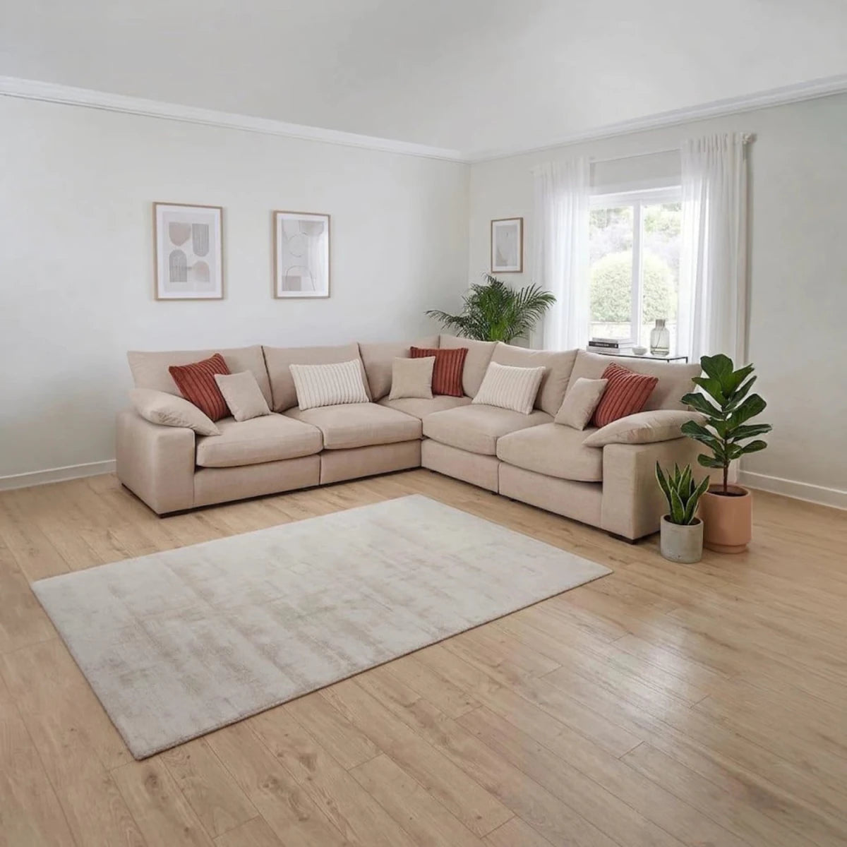Lennox Steppe modular fabric sofa with deep seating, chenille upholstery, and a modern flexible design.