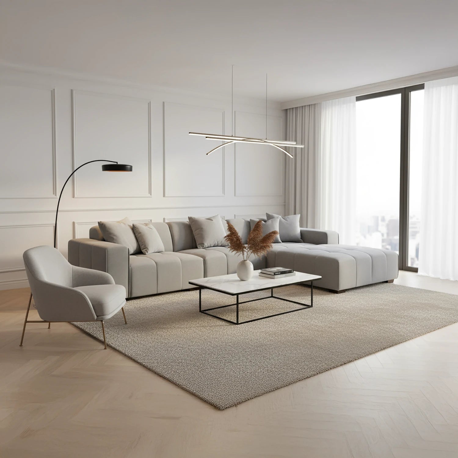 Leonard Left or Right Hand Corner Boucle Sofa in Cloudy Grey - Pendle Village Furniture