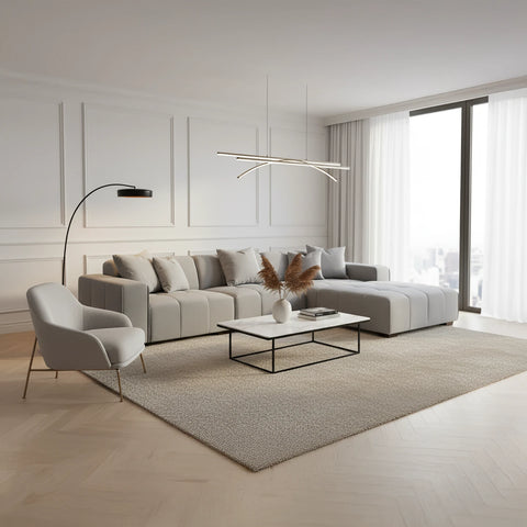 Leonard Left or Right Hand Corner Boucle Sofa in Cloudy Grey - Pendle Village Furniture