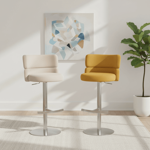 Libra Adjustable Fabric Bar Stool Set of 2 with Chrome Base