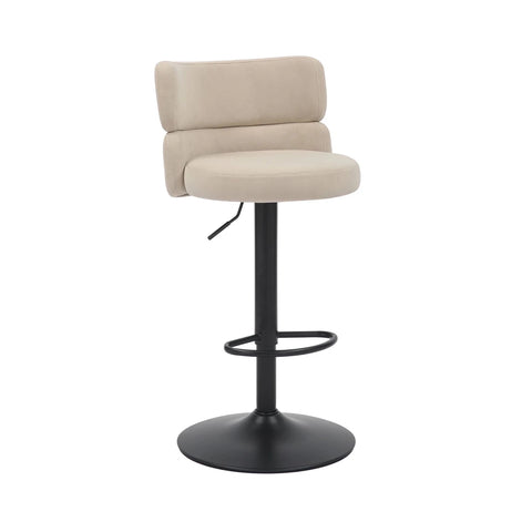 Libra Adjustable Fabric Bar Stool Set of 2 with Black Metal Base