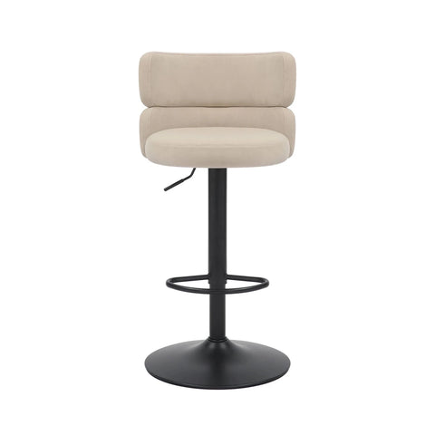 Libra Adjustable Fabric Bar Stool Set of 2 with Black Metal Base