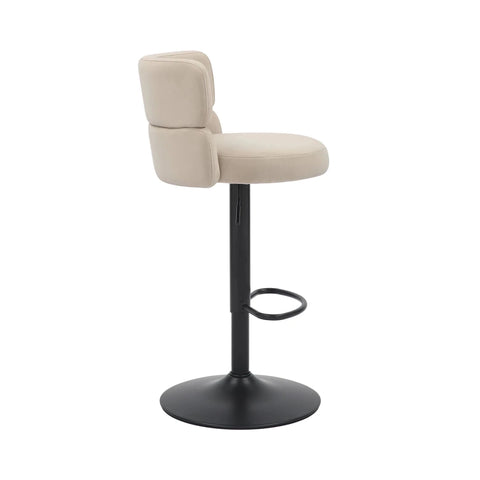 Libra Adjustable Fabric Bar Stool Set of 2 with Black Metal Base