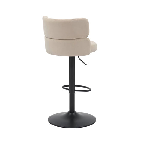 Libra Adjustable Fabric Bar Stool Set of 2 with Black Metal Base