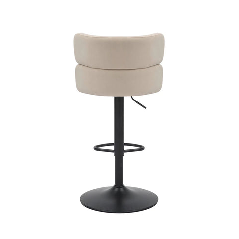 Libra Adjustable Fabric Bar Stool Set of 2 with Black Metal Base