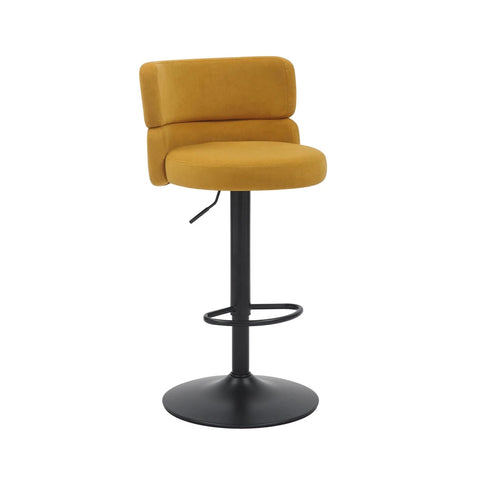 Libra Adjustable Fabric Bar Stool Set of 2 with Black Metal Base