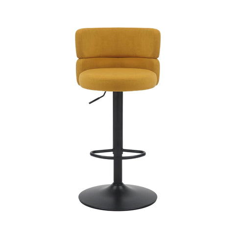 Libra Adjustable Fabric Bar Stool Set of 2 with Black Metal Base