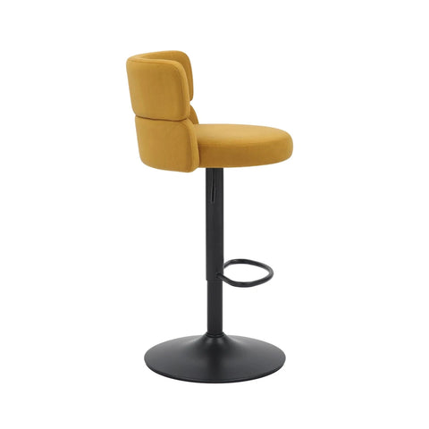 Libra Adjustable Fabric Bar Stool Set of 2 with Black Metal Base