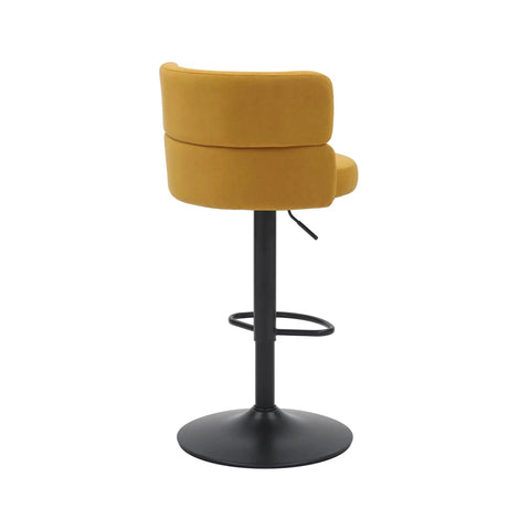 Libra Adjustable Fabric Bar Stool Set of 2 with Black Metal Base