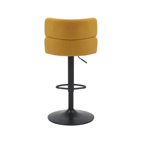 Libra Adjustable Fabric Bar Stool Set of 2 with Black Metal Base