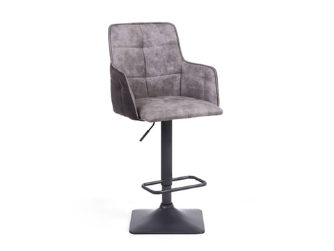 Pair of 2 Suede Effect Light Grey Bar Stools. Also available in Dark Grey- Light-Grey-Image-2