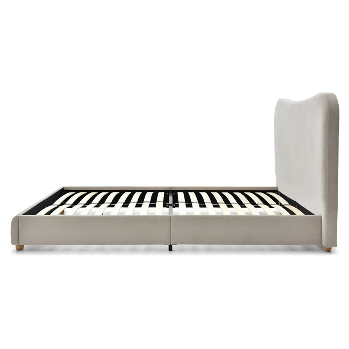 Side View of Lilo Chenille King Size Bed with Curved Headboard - Bed In A Box