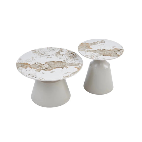 Lima Matt Grey Coffee Table & End Table Set with Pandora Top