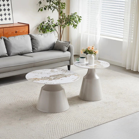 Lima Matt Grey Coffee Table & End Table Set with Pandora Top
