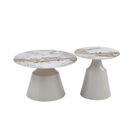 Lima Matt Grey Coffee Table & End Table Set with Pandora Top