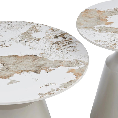Lima Matt Grey Coffee Table & End Table Set with Pandora Top