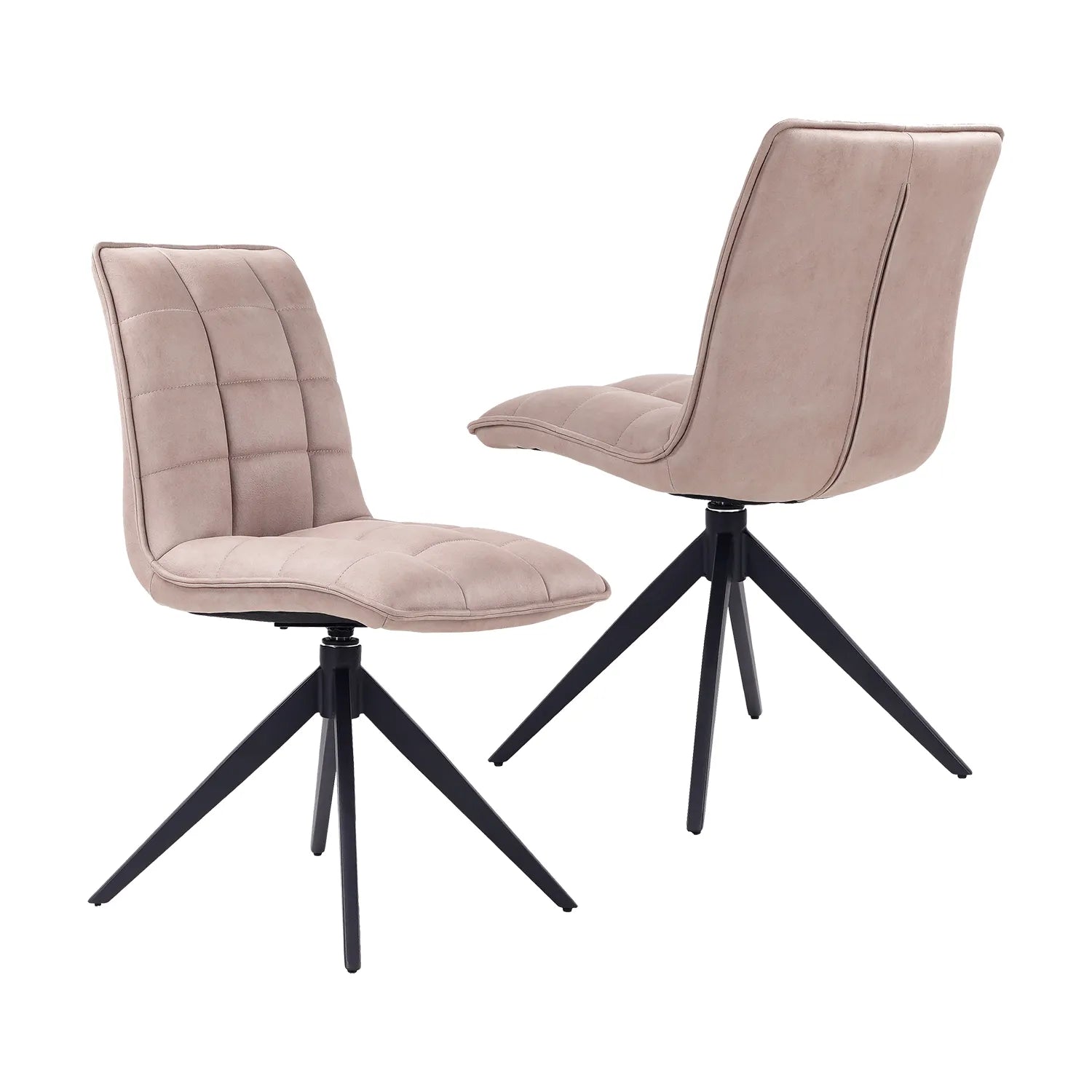 Lima Mink Fabric Swivel Dining Chairs