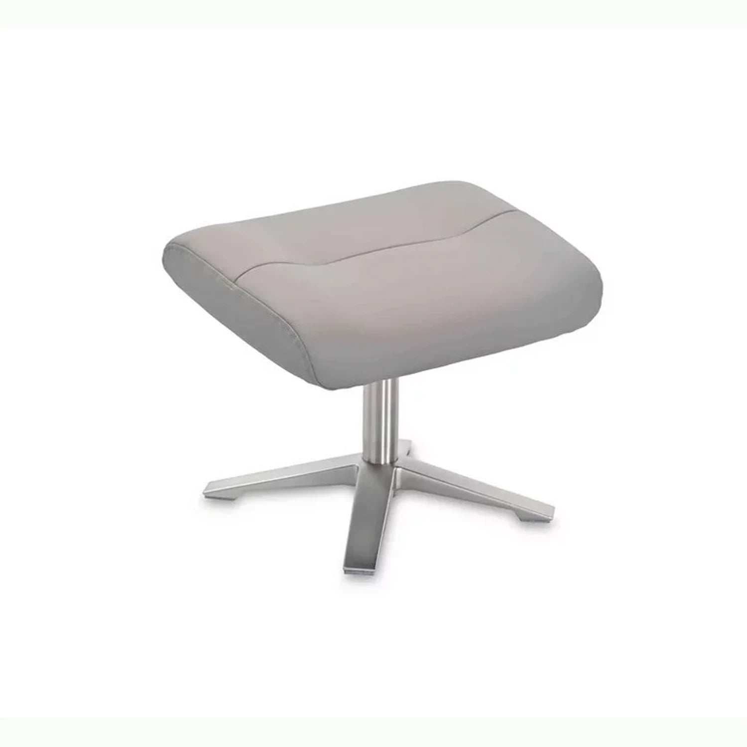 Lindos Platinum Grey Leather Swivel Chair with Footstool - Pendle Village Furniture