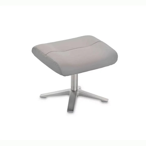 Lindos Platinum Grey Leather Swivel Chair with Footstool - Pendle Village Furniture