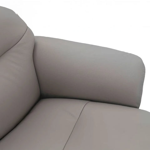 Lindos Platinum Grey Leather Swivel Chair with Footstool - Pendle Village Furniture