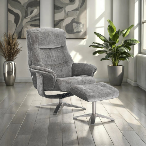 Lindos Fabric Swivel Chair with Footstool