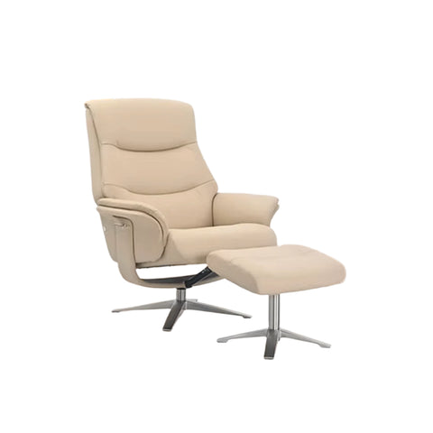 Lindos Leather Swivel Chair with Footstool