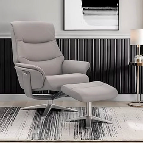 Lindos Leather Swivel Chair with Footstool
