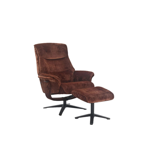 Lindos Fabric Swivel Chair with Footstool