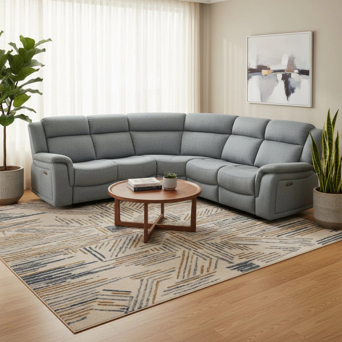L-shaped recliner sofa dimensions for corner living room placement.