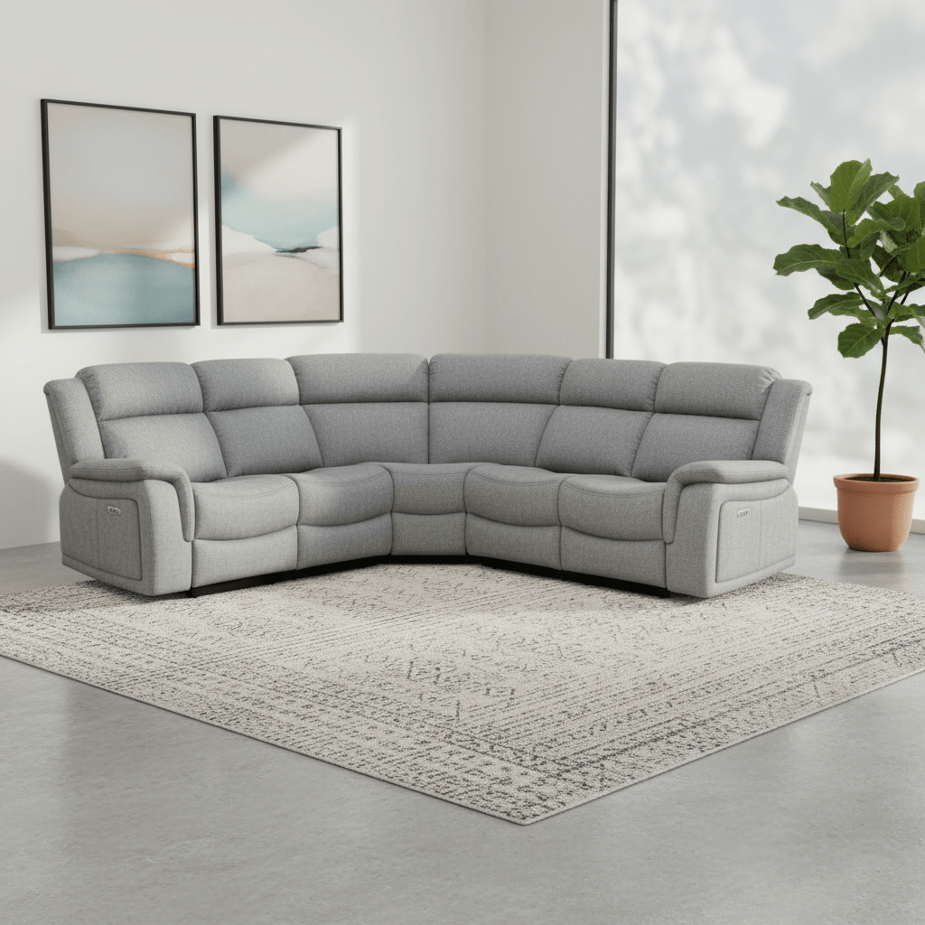 Lioren Grey Electric Recliner Corner Sofa