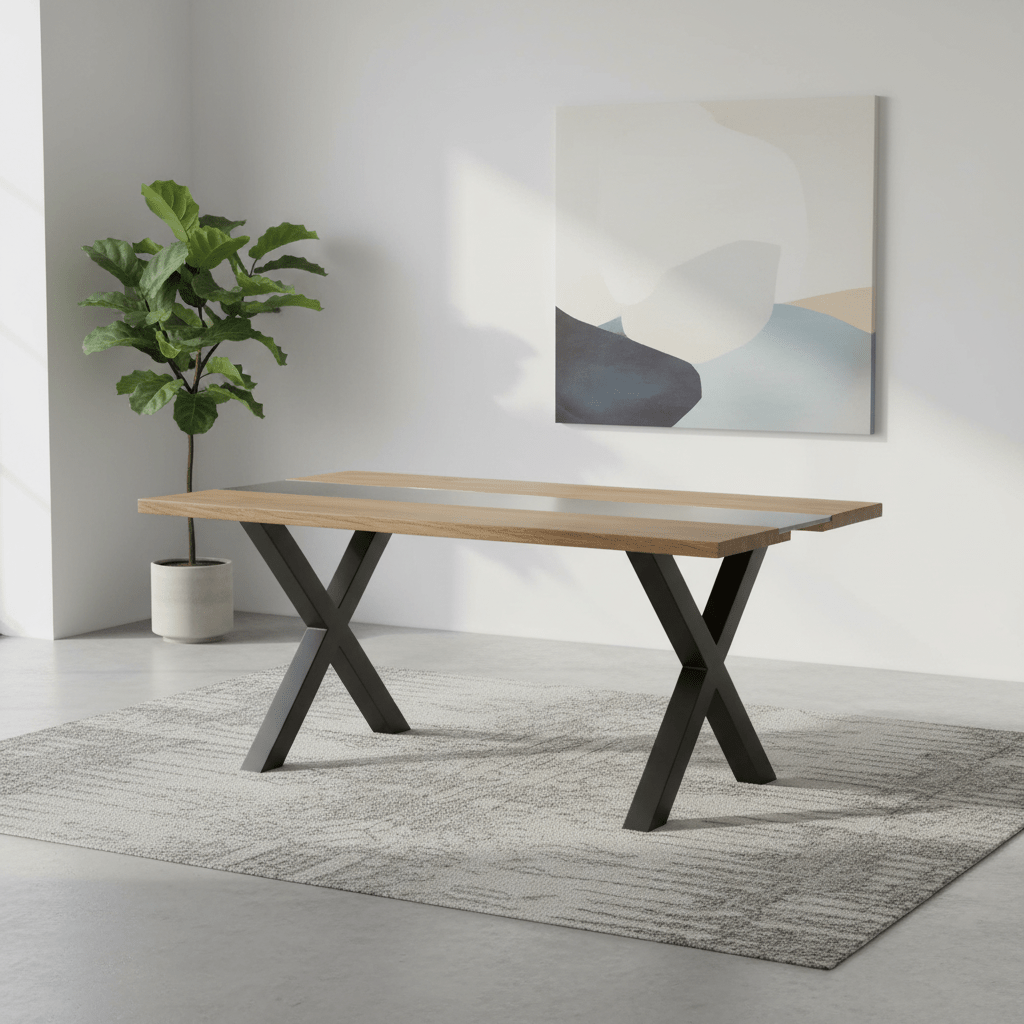 Live Edge 180cm Light Acacia River Dining Table
