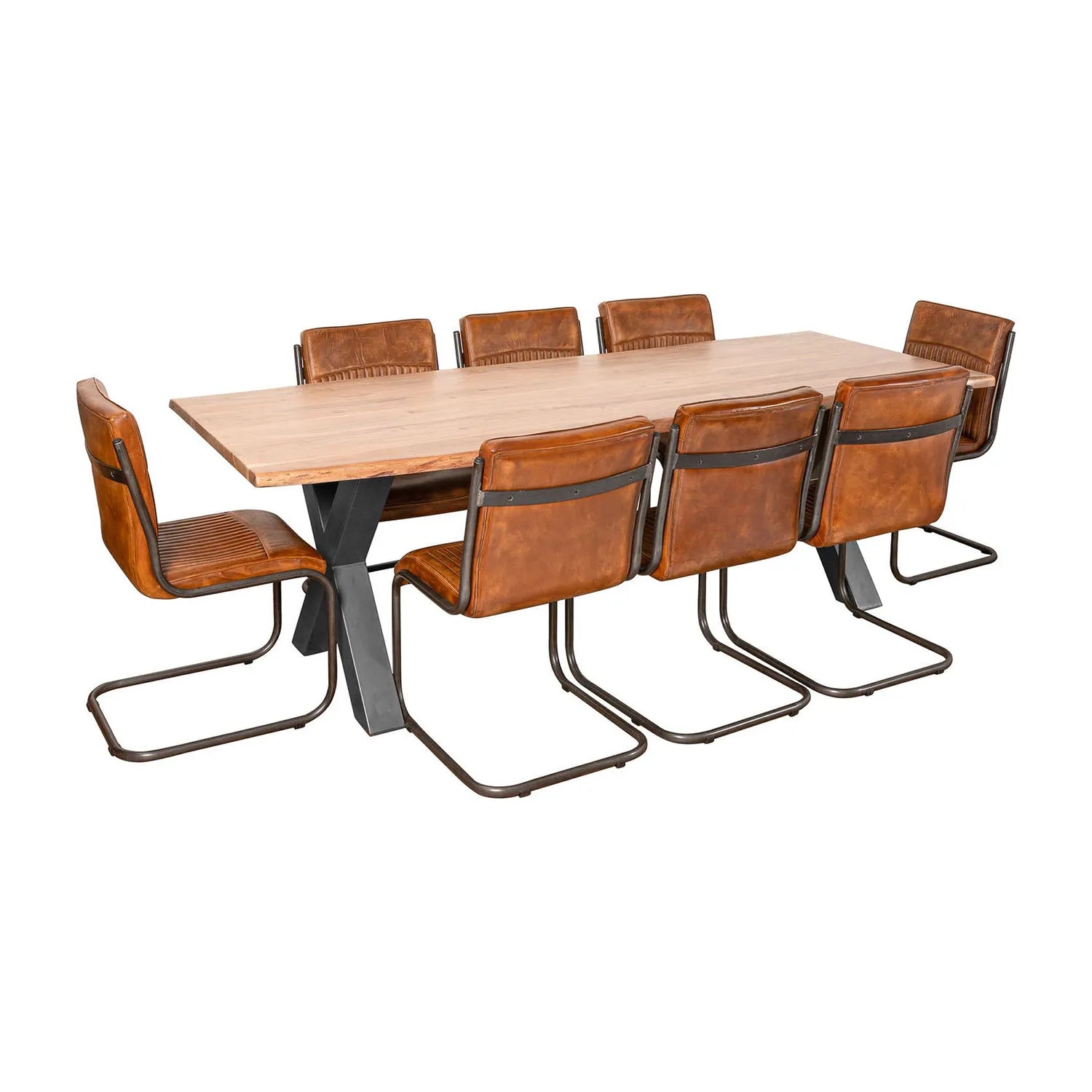 Live Edge Acacia Wood & Metal Dining Table – 240cm - Pendle Village Furniture