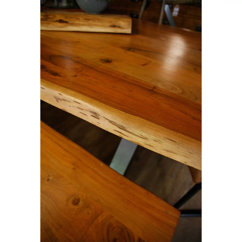 Live Edge Acacia Wood & Metal Dining Table – 180cm - Pendle Village Furniture