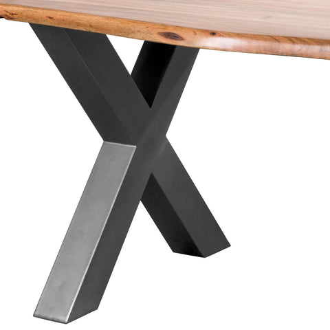 Live Edge Acacia Wood & Metal Dining Table – 180cm - Pendle Village Furniture