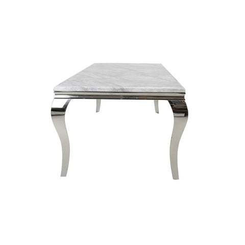 Liyana 1.5M Marble Top Dining Table with Ring Knocker Chairs - Pendle Village Furniture