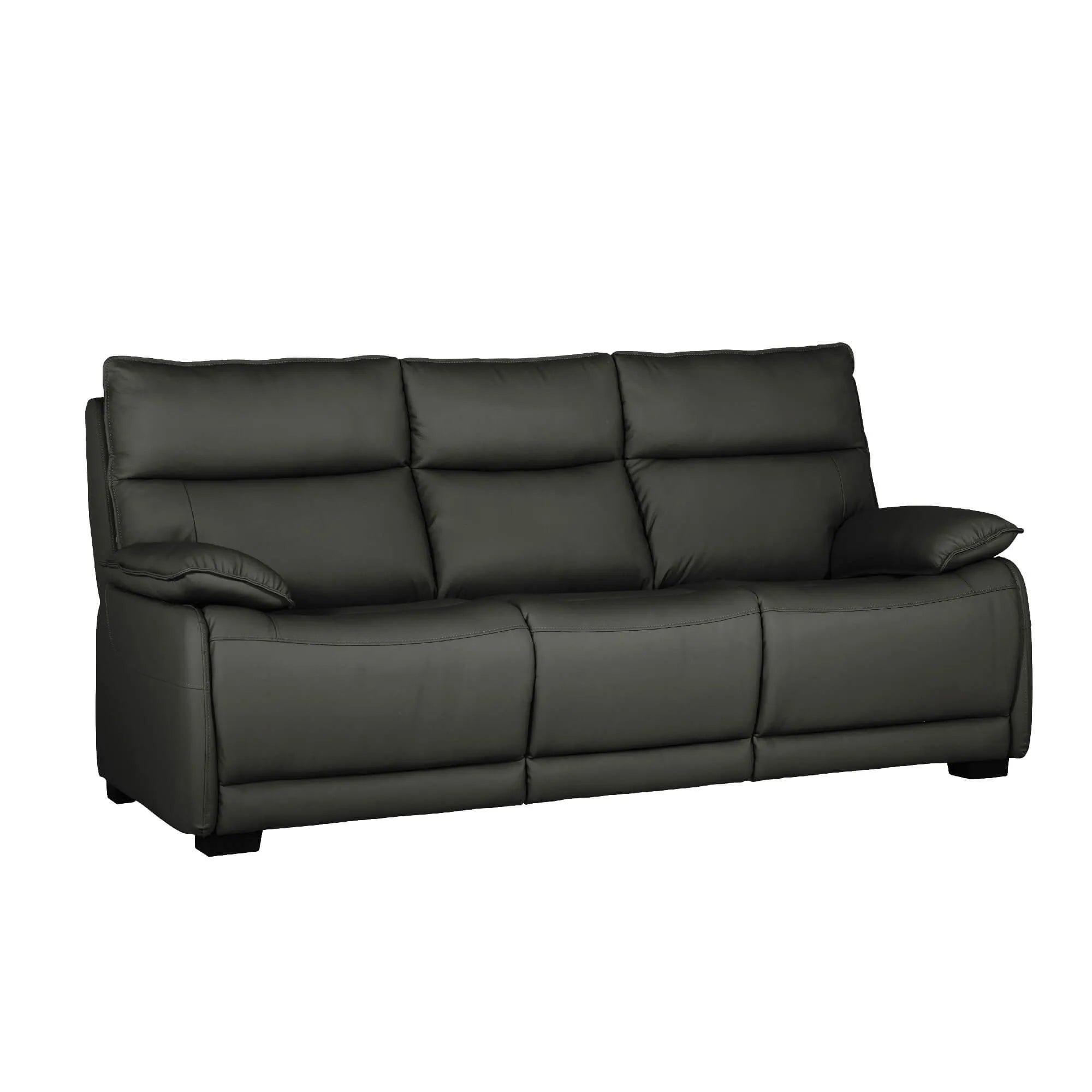 Logan 3 Seater Fixed Sofa – Dark Grey Leather - Pendle Village Furniture