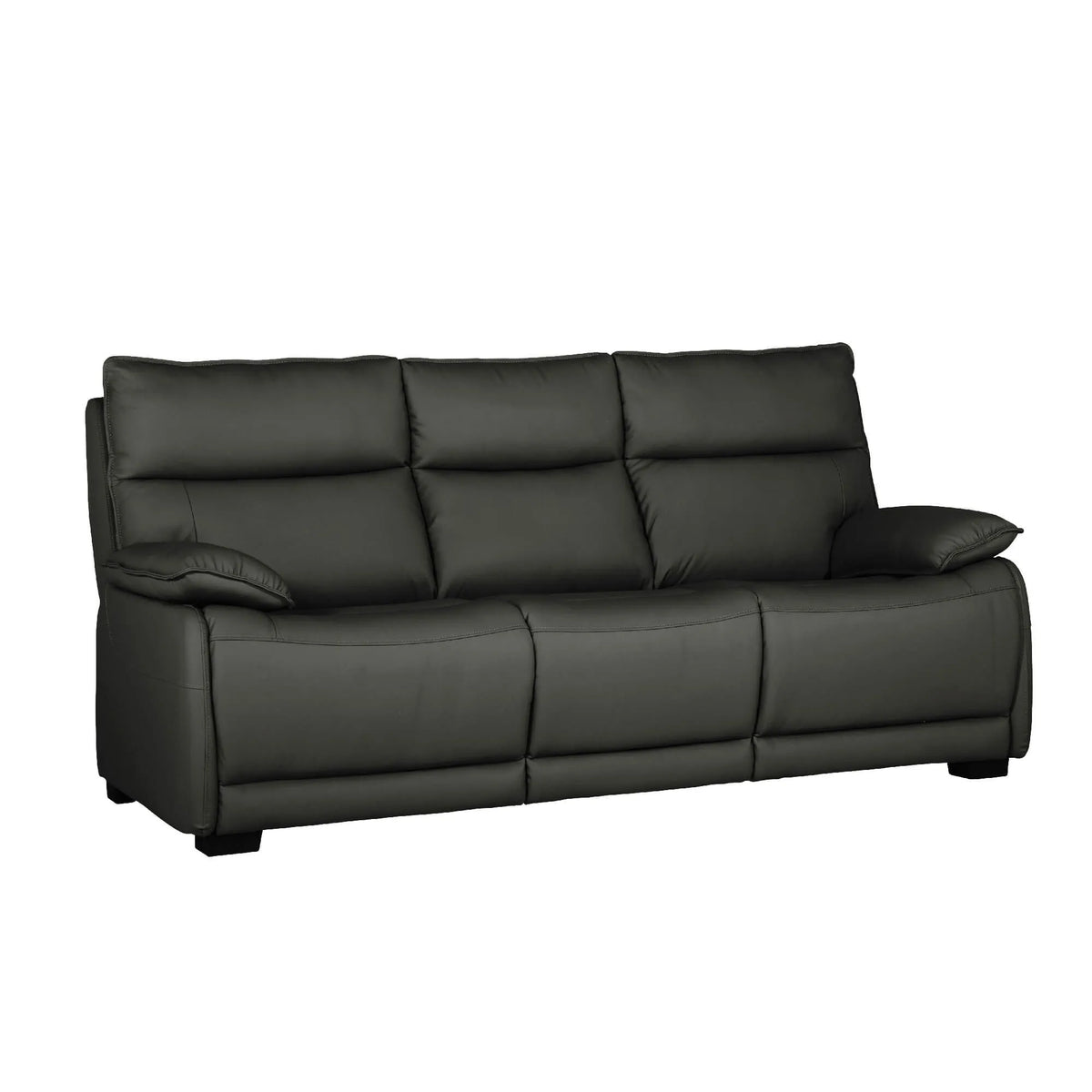 Logan 3 Seater Fixed Sofa – Dark Grey Leather - Pendle Village Furniture