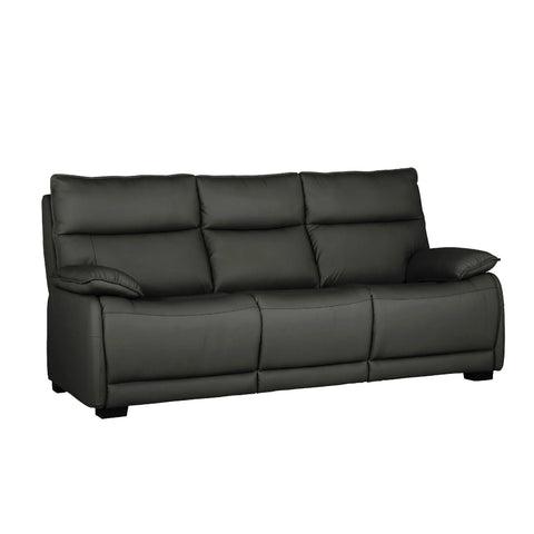 Logan 3 Seater Fixed Sofa – Dark Grey Leather - Pendle Village Furniture