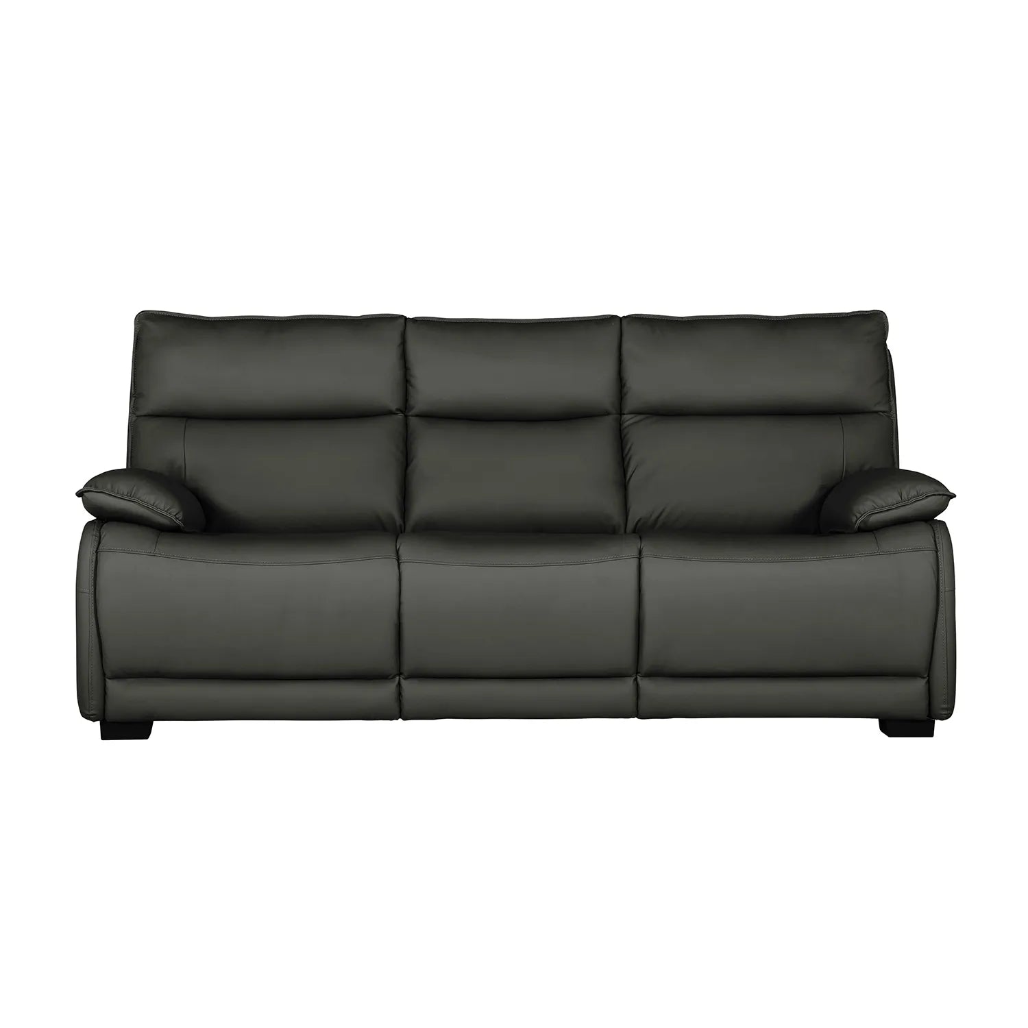 Logan 3 Seater Fixed Sofa – Dark Grey Leather - Pendle Village Furniture