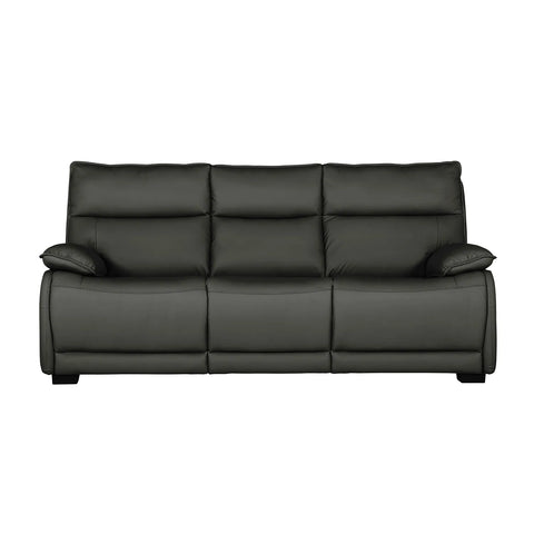 Logan 3 Seater Fixed Sofa – Dark Grey Leather - Pendle Village Furniture