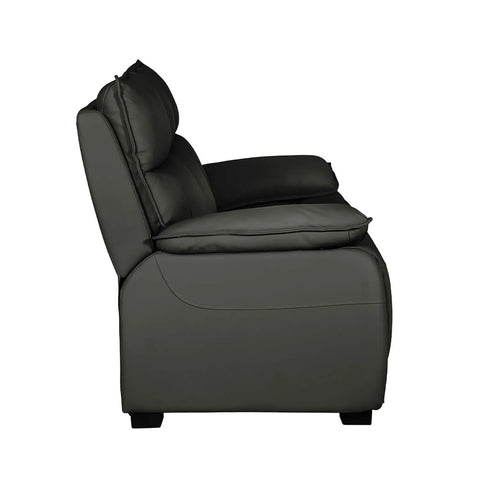 Logan 3 Seater Fixed Sofa – Dark Grey Leather - Pendle Village Furniture