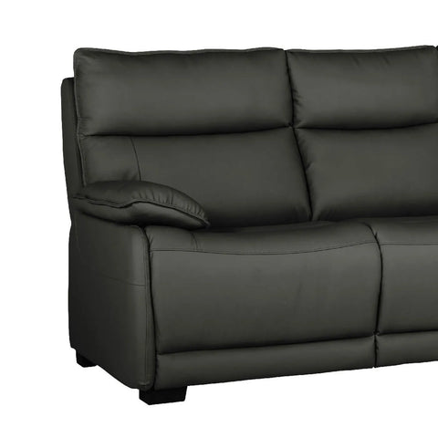 Logan 3 Seater Fixed Sofa – Dark Grey Leather - Pendle Village Furniture