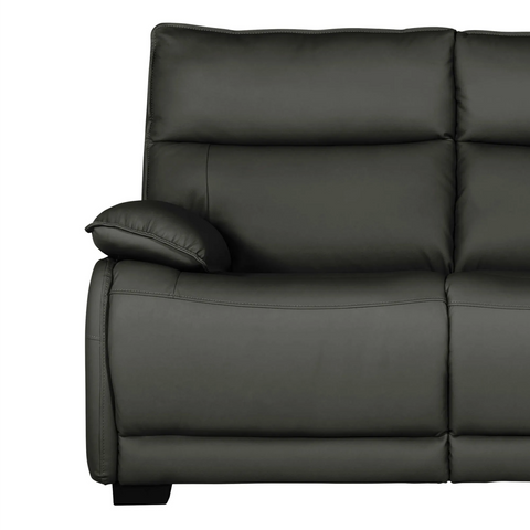 Logan 3 Seater Fixed Sofa – Dark Grey Leather - Pendle Village Furniture