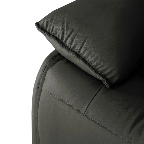 Logan 3 Seater Fixed Sofa – Dark Grey Leather - Pendle Village Furniture