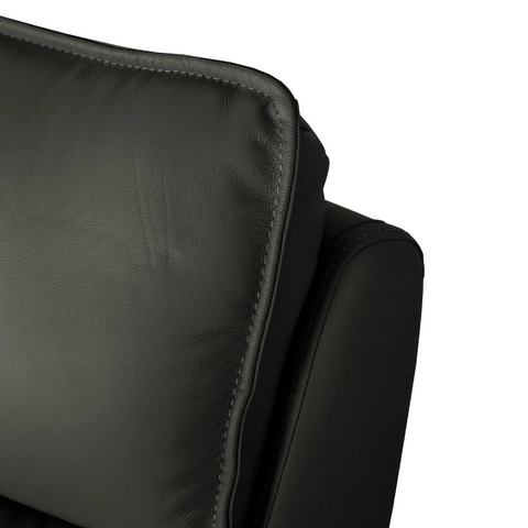 Logan 3 Seater Fixed Sofa – Dark Grey Leather - Pendle Village Furniture