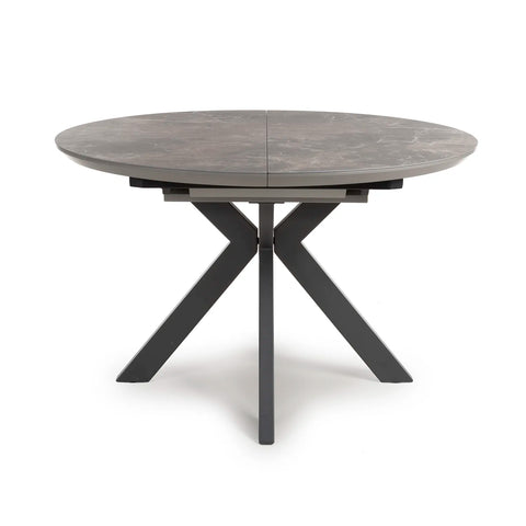 Logan Round Extending Dining Table with 4 Nobel Tan Swivel Dining Chairs - Pendle Village Furniture