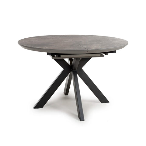 Logan Round Extending Dining Table with 4 Bosley Chairs - Pendle Village Furniture