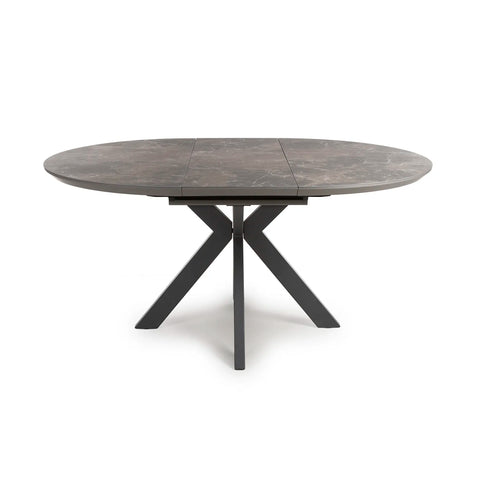Logan Round Extending Dining Table with 4 Nobel Tan Swivel Dining Chairs - Pendle Village Furniture
